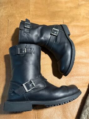 Harley-Davidson Black Leather men’s Buckle Boots Men’s 7/ Women’s 9